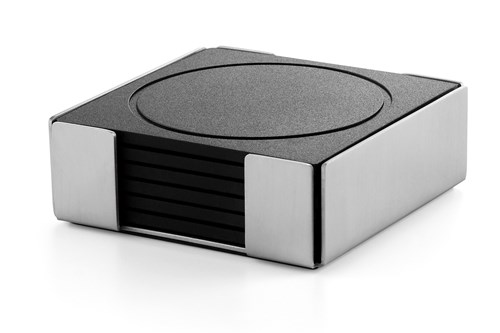 ZACK - PLAZA - 6 sous-verres + support en inox